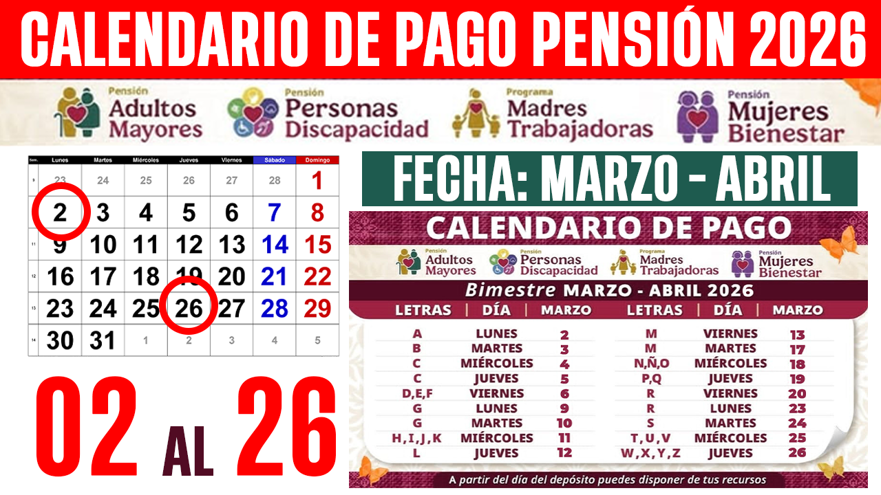 📢 CALENDARIO DE PAGO Pensión Adultos Mayores y Mujeres 60-64 💸 MARZO ...
