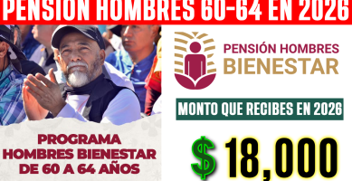 PENSION HOMBRES 60-64 2026 CONFIRMADO 18000 PESOS Registro y Entrega de Tarjeta