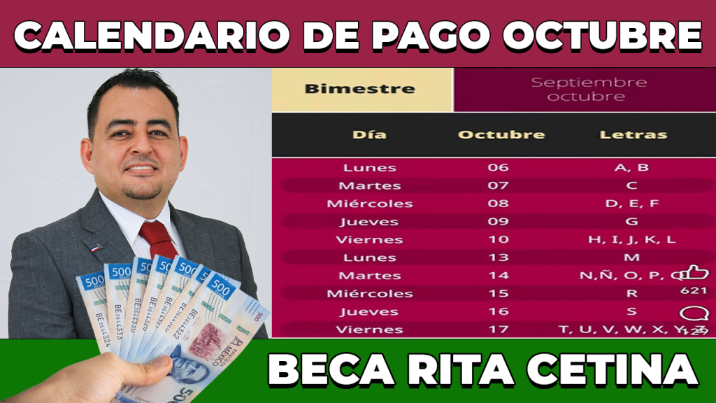 CALENDARIO de PAGOS OCTUBRE 2025 Beca Rita Cetina