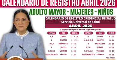 CALENDARIO de REGISTRO ABRIL Adulto Mayor, Mujeres, Niños CREDENCIAL Servicio Universal de Salud