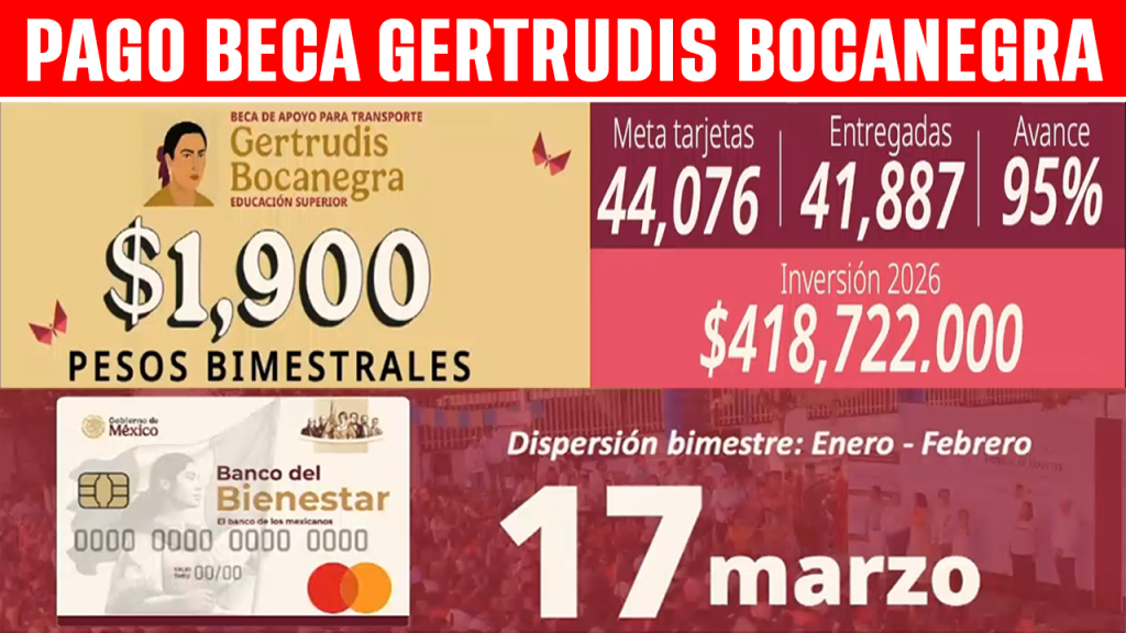 PAGO Beca Gertrudis Bocanegra MARZO 2026 ENERO - FEBRERO PRIMER PAGO NUEVO INGRESO 17 de MARZO
