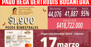 PAGO Beca Gertrudis Bocanegra MARZO 2026 ENERO - FEBRERO PRIMER PAGO NUEVO INGRESO 17 de MARZO