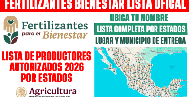 Fertilizantes Bienestar 2026 LISTAS OFICIALES en 17 ESTADOS Consulta BENEFICIARIOS por ESTADO