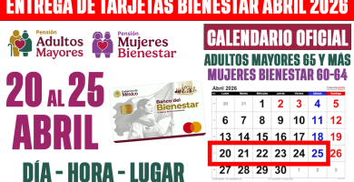 YA INICIO ENTREGA de TARJETAS BIENESTAR del 20 al 25 de ABRIL de 2026