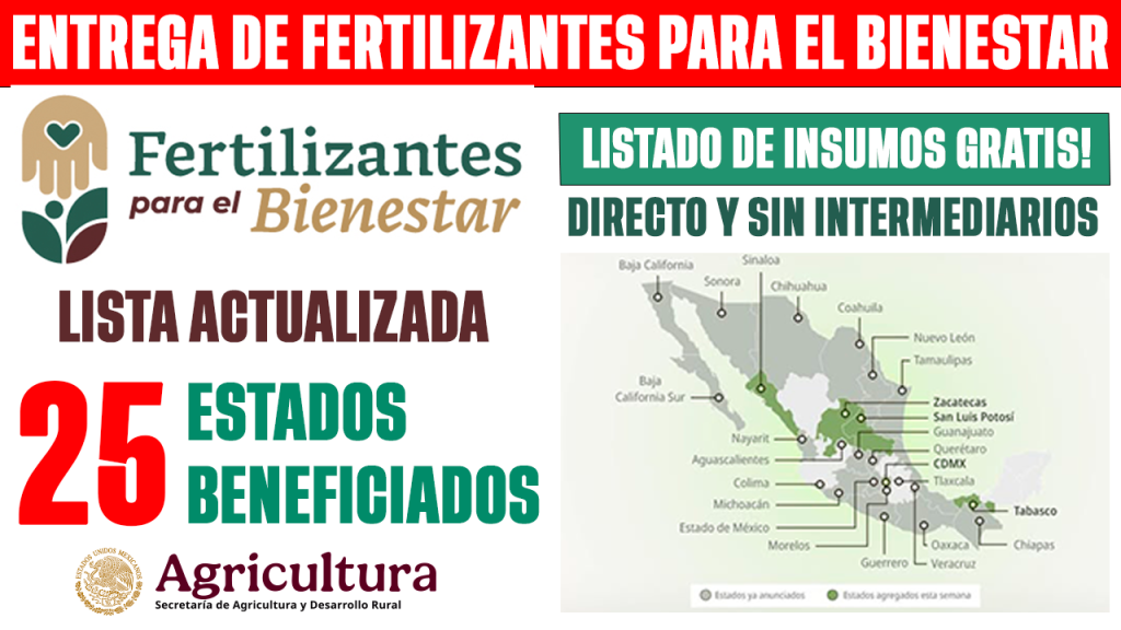 enterga de FERTILIZANTES para el BIENESTAR GRATIS 2026 en 25 estados Fechas y requisitos
