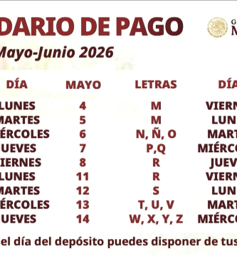 CALENDARIO DE PAGO PENSION BIENESTAR MAYO - JUNIO 2026