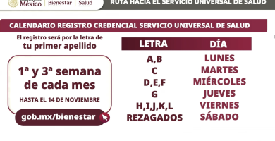 CALENDARIO de REGISTRO Adulto Mayor, Mujeres CREDENCIAL del Servicio Universal de Salud