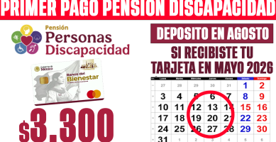 PAGO para PERSONAS con DISCAPACIDAD que recibieron su TARJETA en MAYO 2026