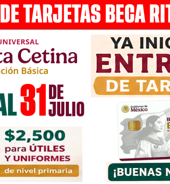 YA INICIO LA ENTREGA Tarjeta Beca Rita Cetina 2026 2500 para Utiles y Uniformes