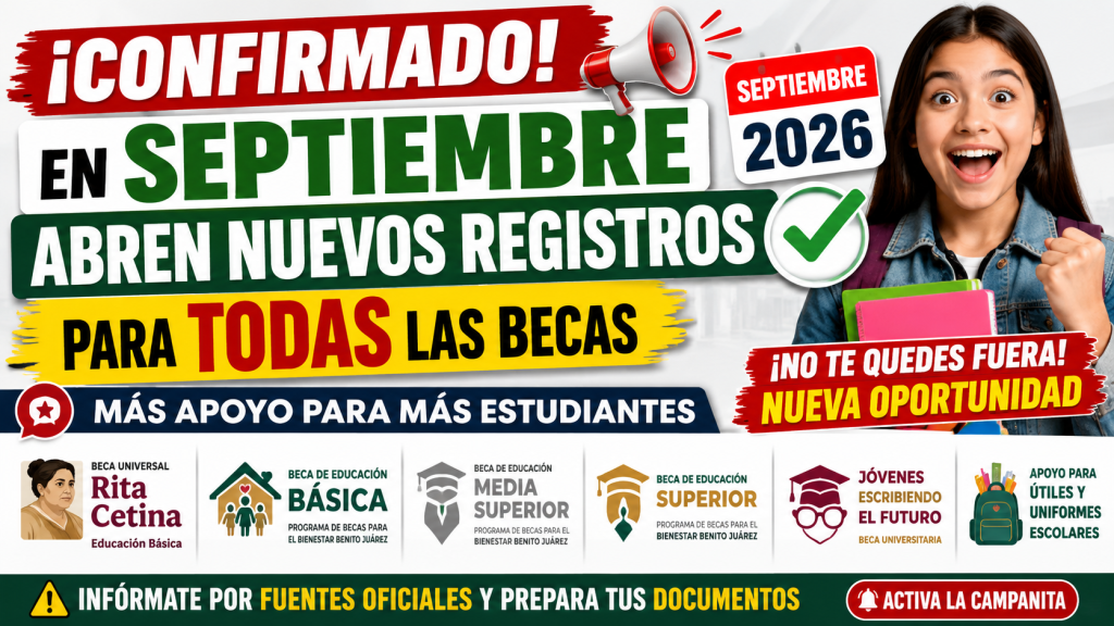 CONFIRMADO En Septiembre Abriran Nuevos Registros para Todas las Becas 2026