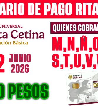 Calendario Semanal de Pago Beca Rita Cetina 2026 Quien Cobra del 8 al 12 de Junio
