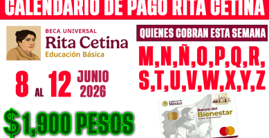Calendario Semanal de Pago Beca Rita Cetina 2026 Quien Cobra del 8 al 12 de Junio