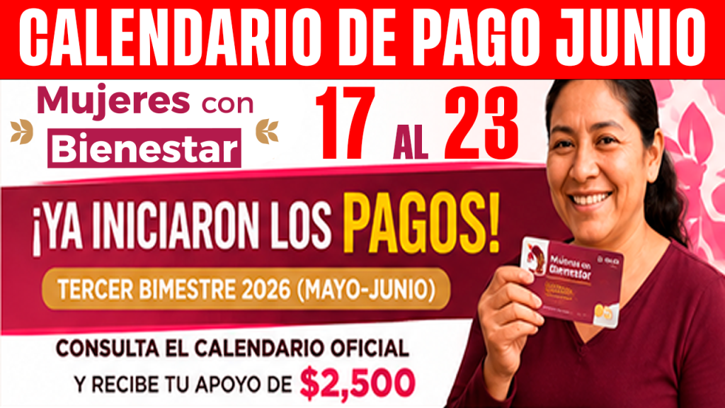PAGO Mujeres con Bienestar Edomex JUNIO 2026 CALENDARIO OFICIAL del 17 de junio al 23
