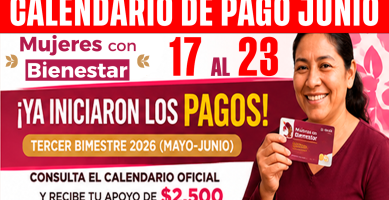 PAGO Mujeres con Bienestar Edomex JUNIO 2026 CALENDARIO OFICIAL del 17 de junio al 23