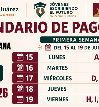 calendario de pago beca benito juarez del 15 al 19 de junio