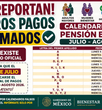 CALENDARIO de PAGO Pensión Bienestar JULIO AGOSTO 2026 Adultos Mayores, Mujeres Bienestar, Discapacidad y Madres Trabajadoras