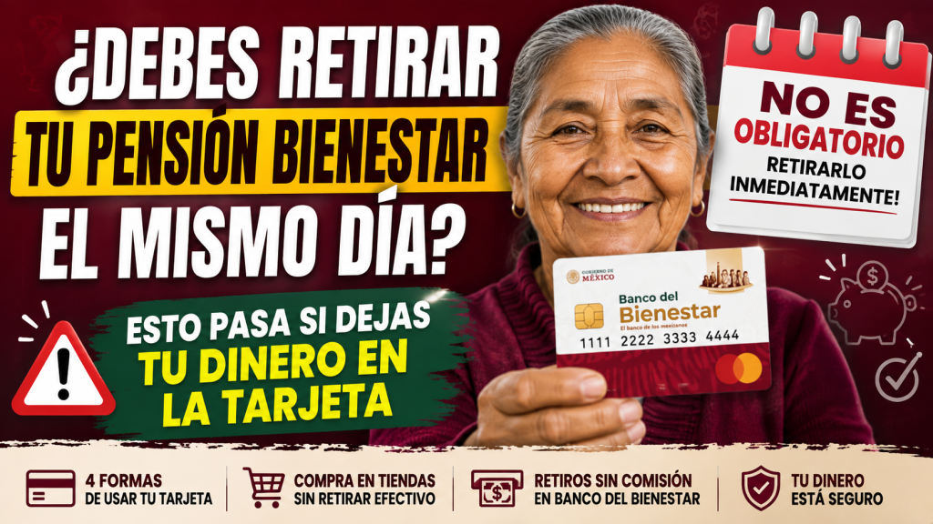 Debes retirar tu Pension Bienestar el mismo dia del deposito