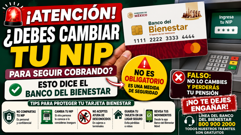SI NO CAMBIAS el NIP de tu TARJETA no podras cobras tu PENSION Adulto Mayor y Mujeres 60-64