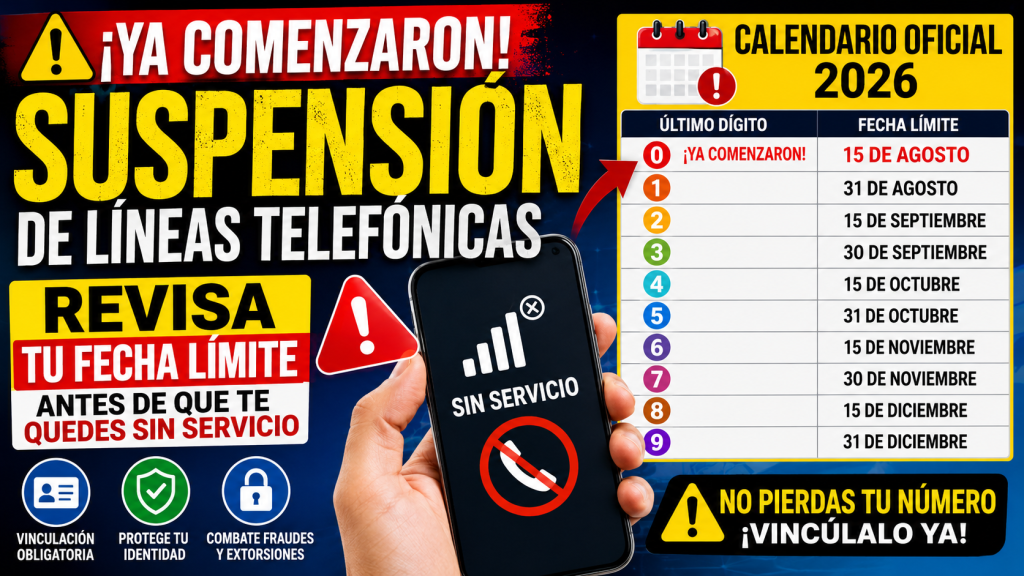 Ya comenzaron a SUSPENSER LINEAS telefonicas calendario segun su ultimo digito