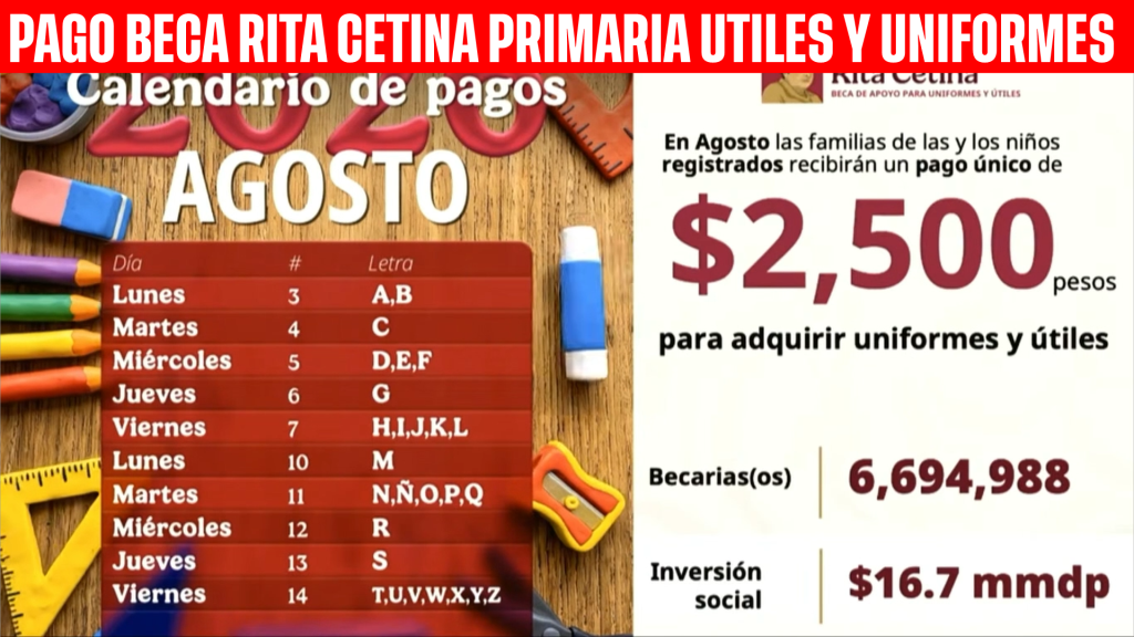 calendario de pago rita cetina primaria