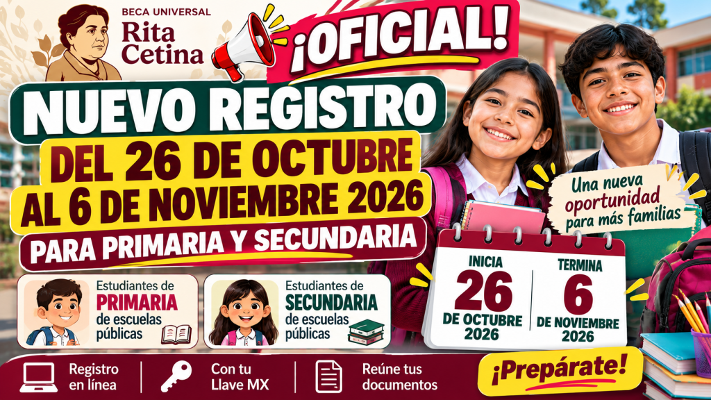 Oficial Nuevo registro Beca Rita Cetina octubre 2026