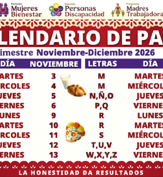 calendario de pago pension bienestar noviembre diciembre 2026