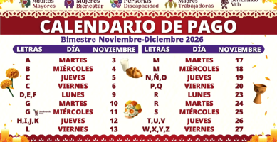 calendario de pago pension bienestar noviembre diciembre 2026